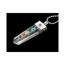 Pendentif Pointe Quartz avec Chakras