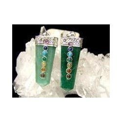 Green Quartz with Chakras Point Pendant