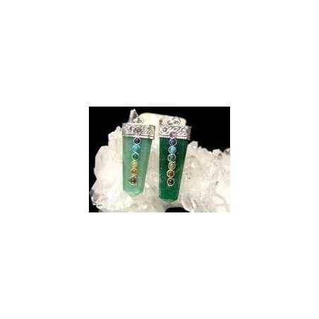 Colgante Punta Cuarzo Verde Con Chakras