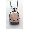 Rose Quartz Rectangular Pendant Crimping Thread