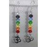 Boucles d'oreilles sept chakras avec symbole om