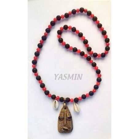 Collar Eleggua Lava y Ágata Roja