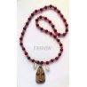 Elegua Collier de Lave Volcanique et d'Agate Rouge