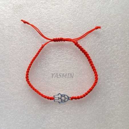 Red Bracelet with Hand of Fatima Macrame Adjustable