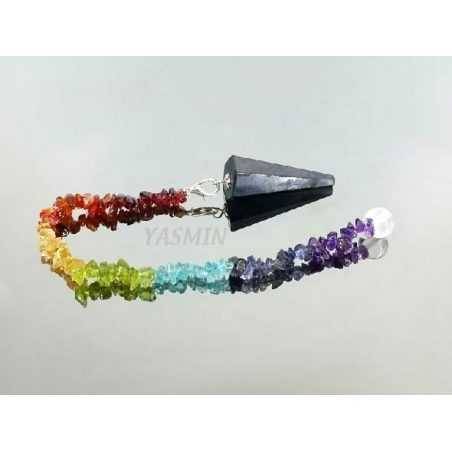 Pendule Shungit avec Chaîne 7 Chakras