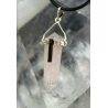 Pendentif Biterminé Pointer Quartz Rose avec Bâton de Tourmaline