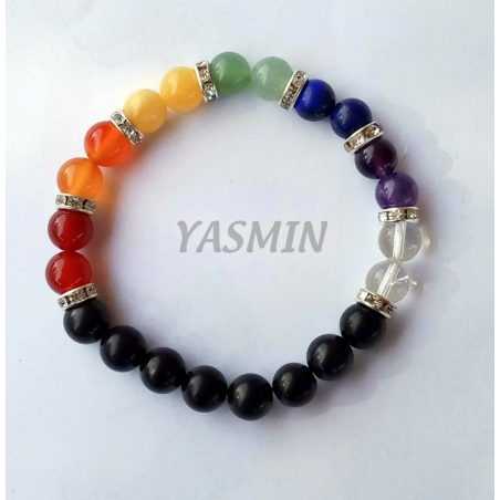7 Chakras Shungite Bracelet 8 mm. Ball
