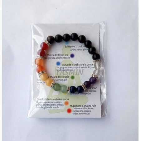 7 Chakras Shungite Bracelet 8 mm. Ball