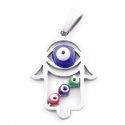 Pendentif Main de Fatima Avec Oeil Turc Acier Inoxidable