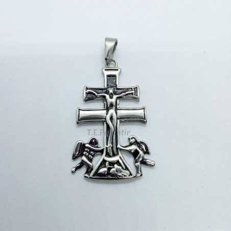 Pendentif Croix de Caravaca - Acier Inoxydable