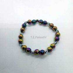 pulsera de hematite arco iris, elástica adaptable.