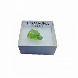 turmalina verde ó verdelita en cajita de 4x4 cms