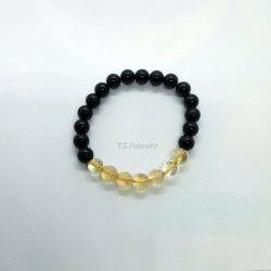 Black Obsidian and Citrine Quartz Bracelet