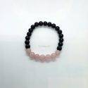 pulsera de obsidiana negra y cuarzo rosa, bola de 8 mm