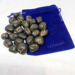 Runas vikingas de shungit, 25 piezas en bolsa.
