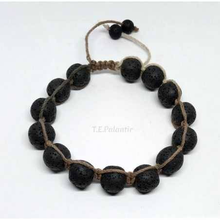 Pulsera Lava Volcánica Shamballa Para Hombre