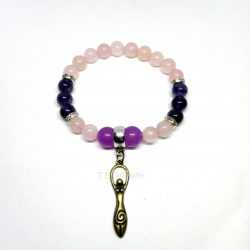 pulsera de la diosa de cuarzo rosa y amatista