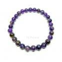 pulsera amatista bola 6 mm. elástica
