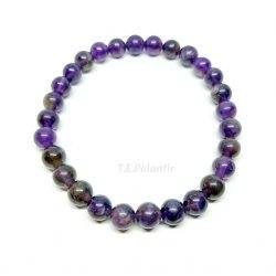 Bracelet Améthyste Boule 6 mm. Élastique