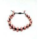 Pulsera Bola Howlita Rosa Macramé Mod. Ciempiés