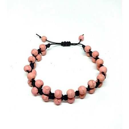 Bracelet Boule Howlite Rose Macramé Mod. "Mille-Pattes"