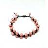 Pulsera Bola Howlita Rosa Macramé Mod. Ciempiés