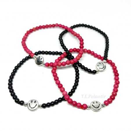 Howlite Ball Smiley Bracelet 4 mm. - 2