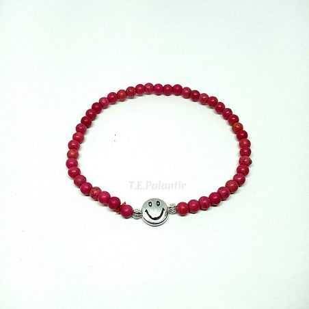 Bracelet Smiley Boule Howlite 4 mm. - 3