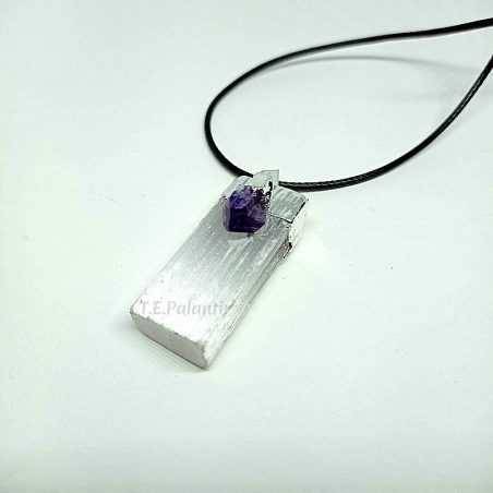Pendentif Sélénite Avec Pointe Améthyste Prominer - 2