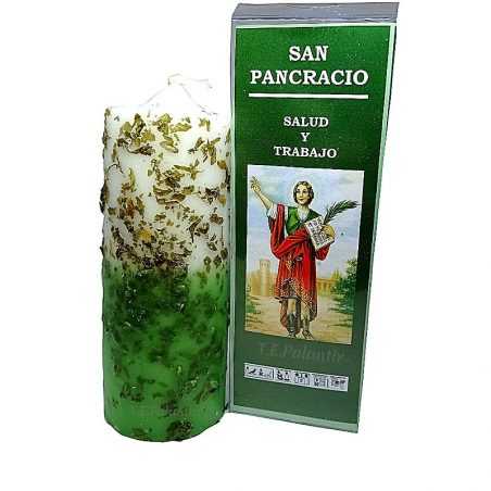 velón preparado San Pancracio, para trabajo y suerte.