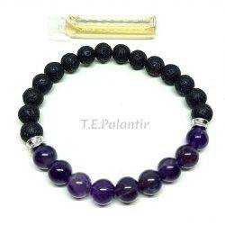 Amethyst - Volcanic Lava Bracelet with Essence  - 1