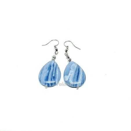 Blue Chalcedony Earrings Mod. Teardrop Palantir - 1