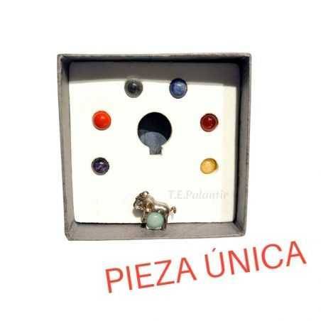 Pendentif Éléphant d'Argent avec Chakras Interchangeables Prominer - 1