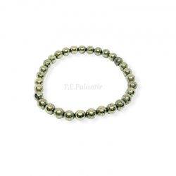 Pulsera de pirita en bola de 6 mm. elástica adaptable.