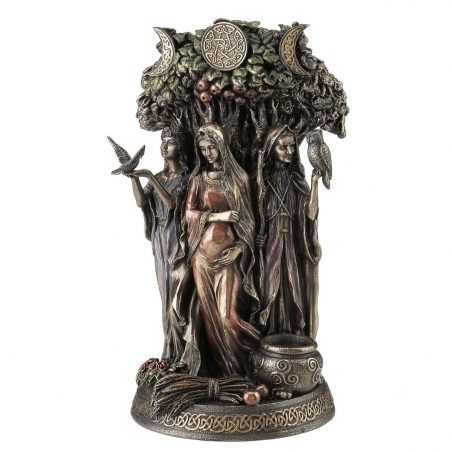 Triple Déesse Celtique Figure Résine Bronze Signes Grimalt - 1