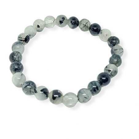 Quartz With Tourmaline Bracelet 8 mm. Ball Prominer - 2
