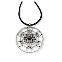 Pendentif Cube de Métatron Avec Améthyste Prominer - 1