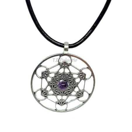 Pendentif Cube de Métatron Avec Améthyste Prominer - 2