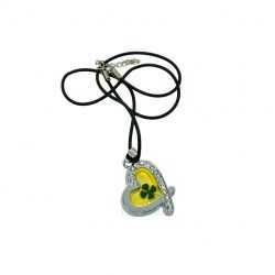 Pendentif Coeur Trèfle 4 Feuilles en Métal et Zircons