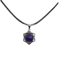 Pendentif Étoile de David Avec Boule d'Améthyste