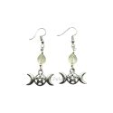Boucles d'Oreilles en Métal Triple Déesse Avec Minéral