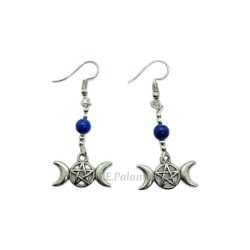 Boucles d'Oreilles en Métal Triple Déesse Avec Minéral