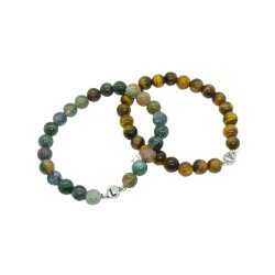 Pulsera para hombre ojo de tigre ó ágata musgosa.