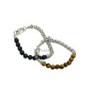 Pulsera acero y ojo de tigre ó lava volcánica para hombre