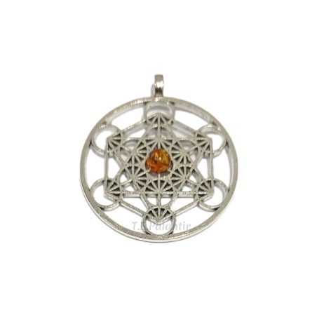 Pendentif Cube de Métatron Avec Améthyste