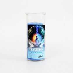 veladora buen aura en vaso de cristal