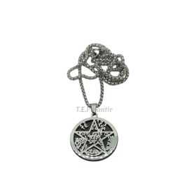 Pendentif Tétragramme en acier inoxydable avec shungite