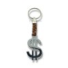 dollar symbol keychain in metal and leather