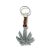 Cannabis Leaf Metal and Leather Keychain
