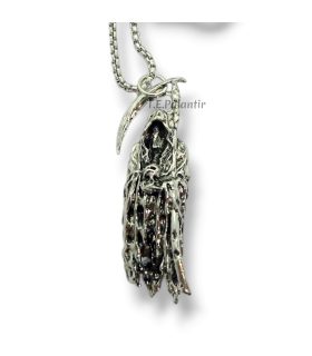 Pendentif Santa Muerte avec chaîne en métal et fermoir mousqueton